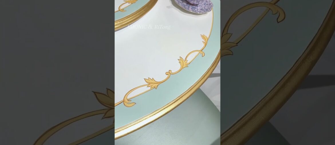 This French round dining set in blue and gold feels like it stepped out of a Rococo painting.