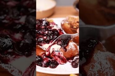 French toast with vanilla bean cream, blueberry compote, and lemon zest