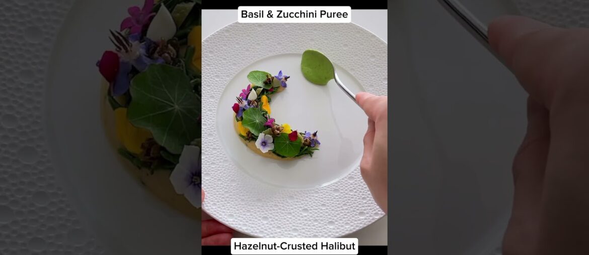 Fine Dining Halibut with Hazelnut Crust, Mashed Potatoes & White Wine Sauce #shorts