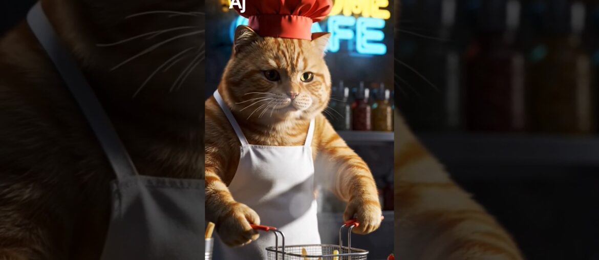 cat cooking french fry #youtubereels #trendingcar#catcooking #viralreels