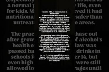 UNTIL 1956, FRENCH CHILDREN WERE SERVED WINE ON THEIR LUNCH BREAKS#shorts #trending