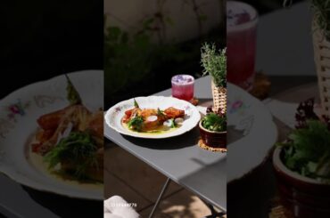 Gourmet Chicken With Sauce Served in Sunny Restaurant Terrace - 4K stock video