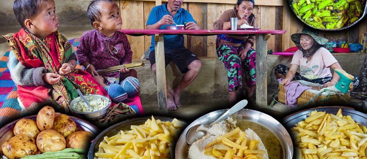 Home made FRENCH FRIES With Rice Cooking & eating | Vegetable Recipe | New Nepali village food Vlog Home made FRENCH FRIES With Rice Cooking & eating | Vegetable Recipe | New Nepali village food Vlog