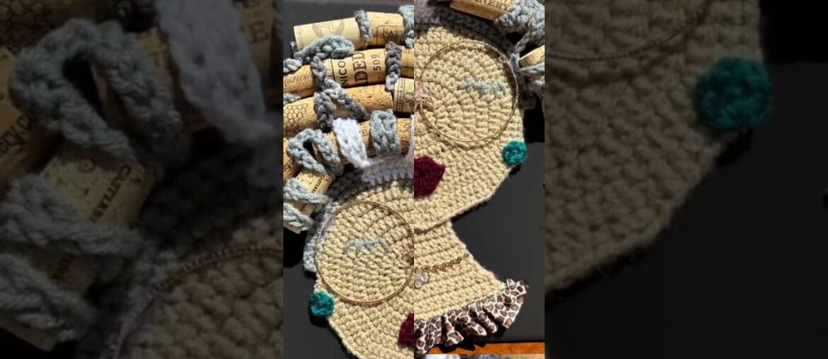 French Glama prepping for a date with wine corkscrew rollers #crochet #viral  #relatable #art