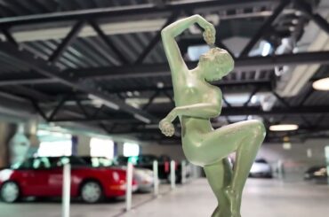 Art Deco sculpture Vendanges by Max Le Verrier, dancing woman with grapes, France 1940s