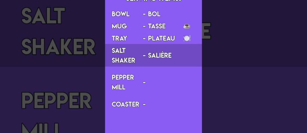French Dining & Serving Items! Expand Your Kitchen Vocabulary