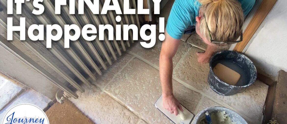 CHATEAU Kitchen PROGRESS! Finishing the Stone Floor.