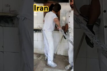 The first European bread invented in Iran, with stone oven #shortsvideo