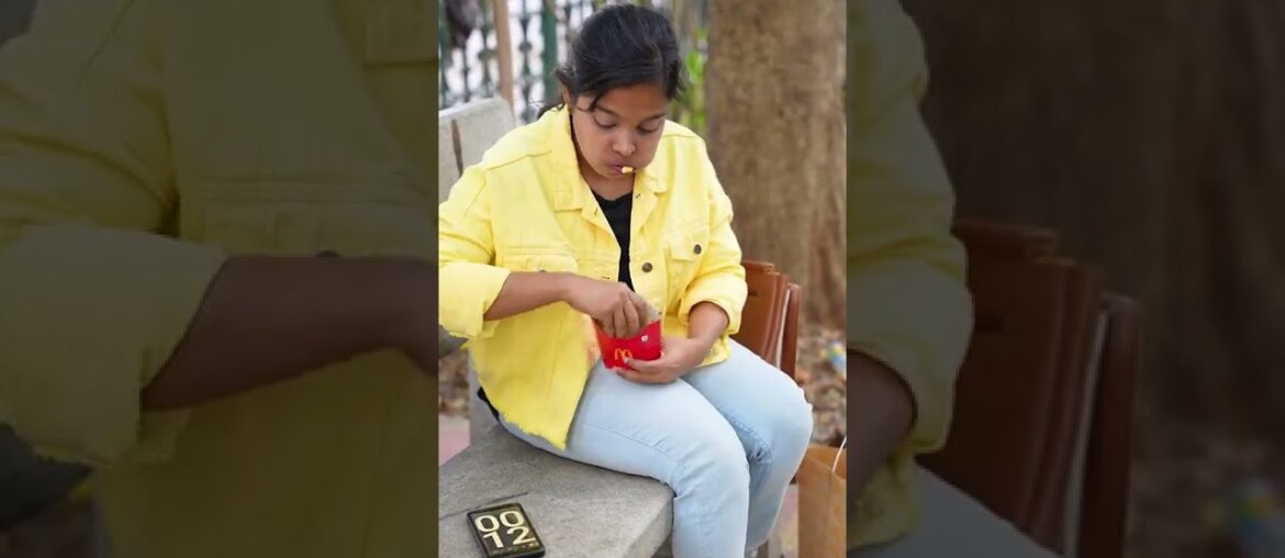 French Fries Challenge In Public Place #shorts #youtubeshorts #mcdonalds #ashortaday #ytshorts