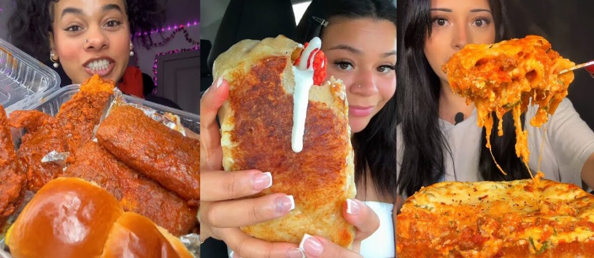TIKTOK Mukbang Compilation | Chili's, Taco Bell, Wingstop, Cane's, McDonald's & More!