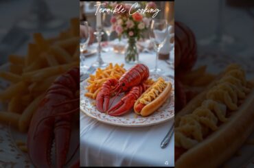 Abomination Meal: lobster, hot dog, and fries.  #terriblecooking #wasteoftime #shorts