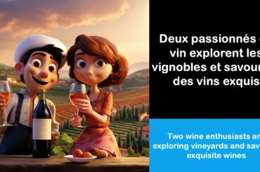 Say it in French I Two wine enthusiasts are exploring vineyards and savoring exquisite wines