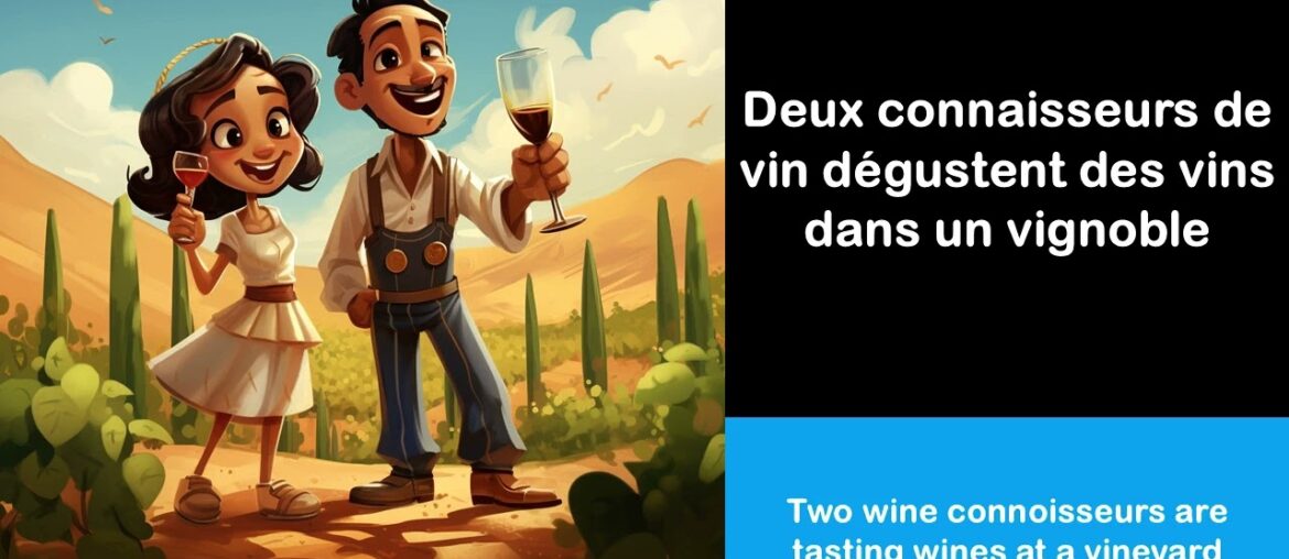 Say it in French I Two wine connoisseurs are tasting wines at a vineyard