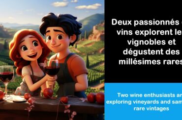 Say it in French I Two wine enthusiasts are exploring vineyards and sampling rare vintages