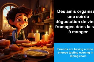 Say it in French I Friends are having a wine and cheese tasting evening in the dining room
