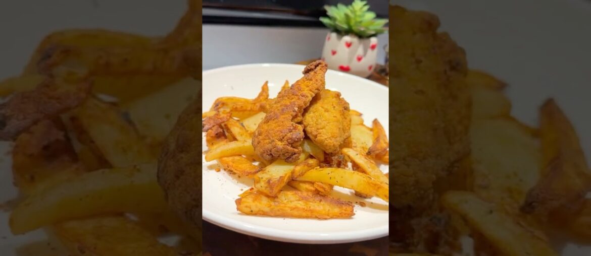 Crispy French Fries &  Chicken Tenders in Air Fryer | ZERO Oil Recipe .#food ZeroOilCooking
