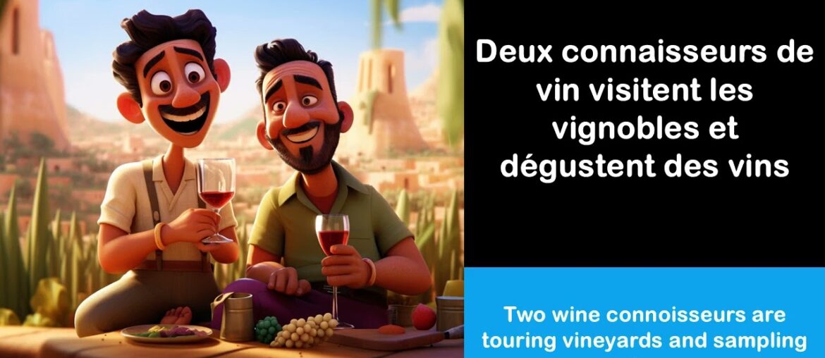 Say it in French I Two wine connoisseurs are touring vineyards and sampling wines Say it in French I Two wine connoisseurs are touring vineyards and sampling wines