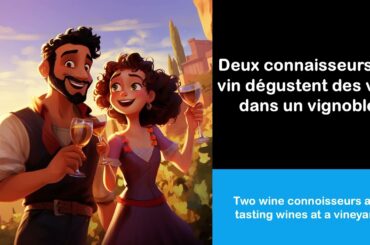 Say it in French I Two wine connoisseurs are tasting wines at a vineyard