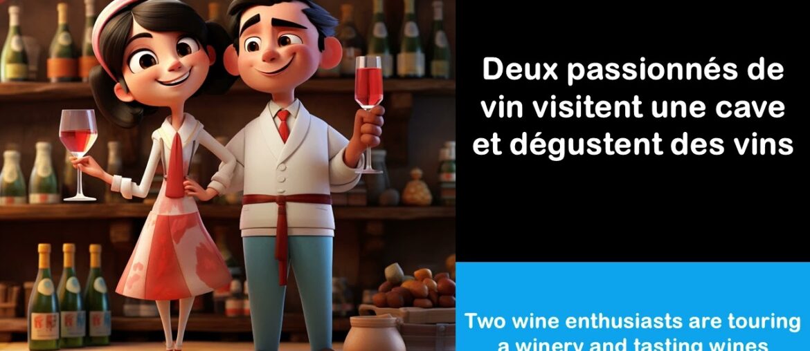 Say it in French I Two wine enthusiasts are touring a winery and tasting wines Say it in French I Two wine enthusiasts are touring a winery and tasting wines