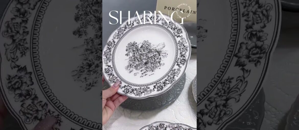 Gray French vintage tableware set!#Dining table #Ceramic tableware #Vintage plates