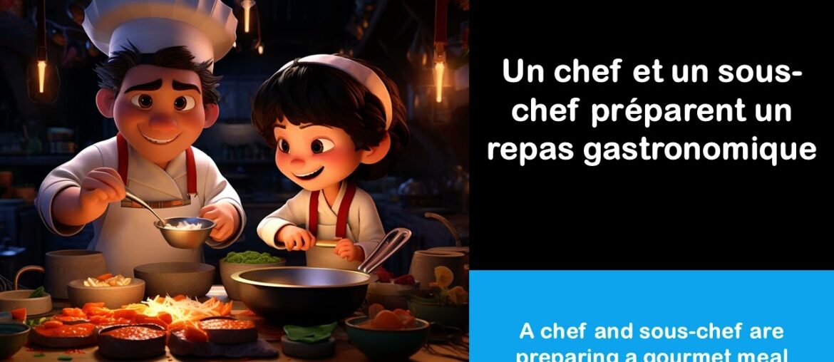 Say it in French I A chef and sous chef are preparing a gourmet meal Say it in French I A chef and sous chef are preparing a gourmet meal