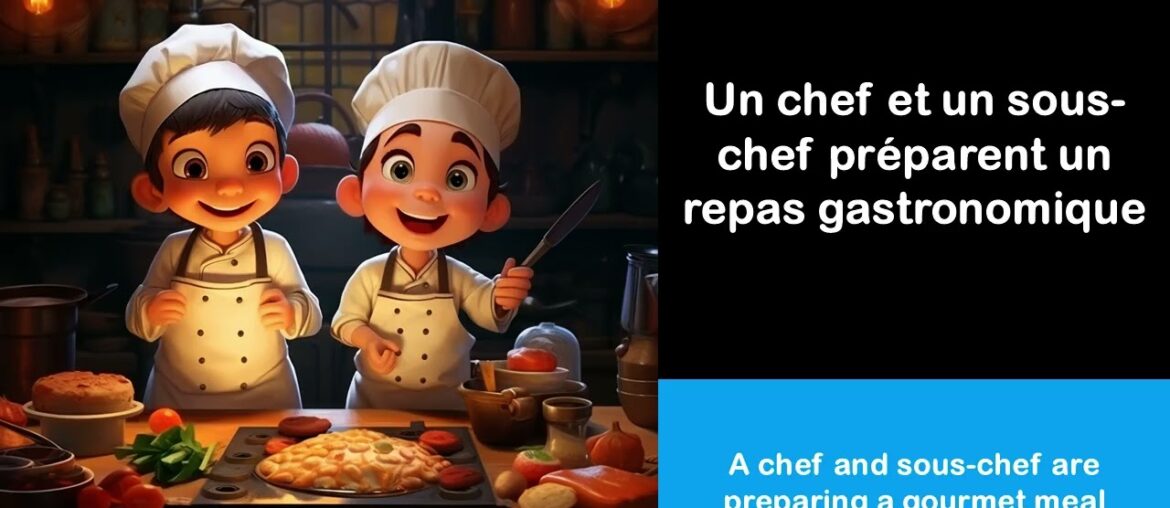 Say it in French I A chef and sous chef are preparing a gourmet meal Say it in French I A chef and sous chef are preparing a gourmet meal
