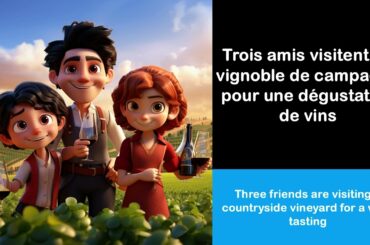 Say it in French I Three friends are visiting a countryside vineyard for a wine tasting
