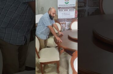 Classical French style Round dining table with 8 chairs in teak wood #frenchfurniture #classicfurnit