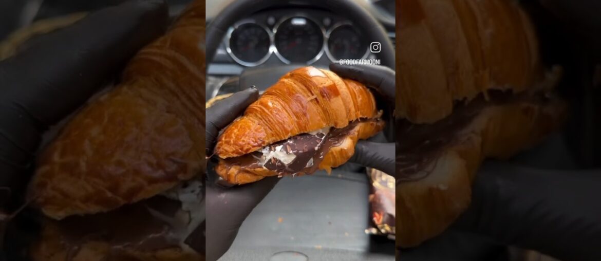 Classic Magnum & French Croissant with Nutella Mukbang Asmr #asmr #food #satisfying #shorts #pov