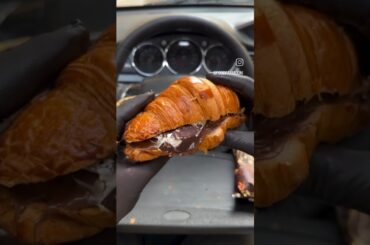 Classic Magnum & French Croissant with Nutella Mukbang Asmr #asmr #food #satisfying #shorts #pov