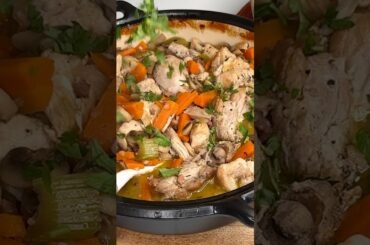 French Braised Chicken with White Wine | Coq au Vin Blanc