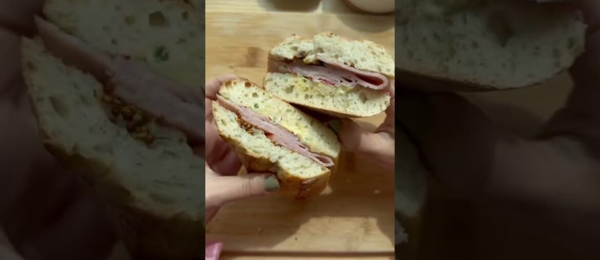 French baguette sandwich with salted chive butter #viral #breakfastsandwich #easyrecipe #healthylife