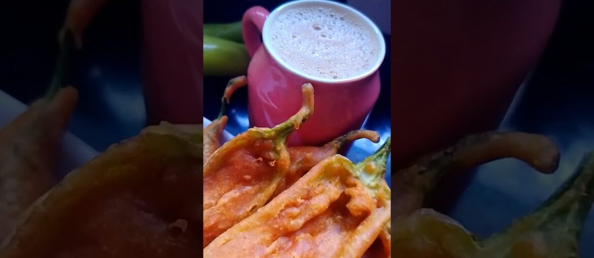 Mirchi bajji evening snack with cappuccino | #cooking  #trending #trendingshorts #foodie #howtomake
