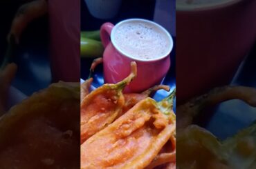 Mirchi bajji evening snack with cappuccino | #cooking  #trending #trendingshorts #foodie #howtomake