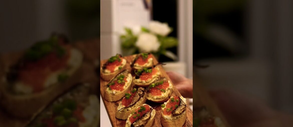 Salmon Roe, Sprats & Eggs Appetizer  Sandwich #caviar #seafoodlovers #cooking #appetizerideas