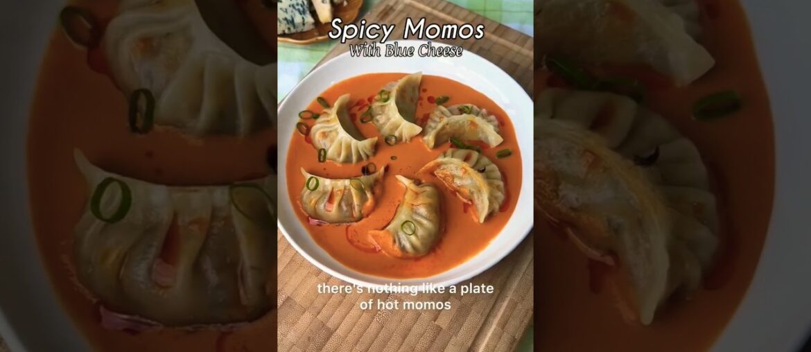 Spicy Momos with Blue cheese, steamed to perfection and packed with fiery flavor, these momos Spicy Momos with Blue cheese, steamed to perfection and packed with fiery flavor, these momos