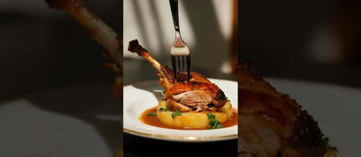 Gourmet Duck Confit with Sarladaise Potatoes #DuckConfit, #FrenchCuisine, #FoodPhotography #ai