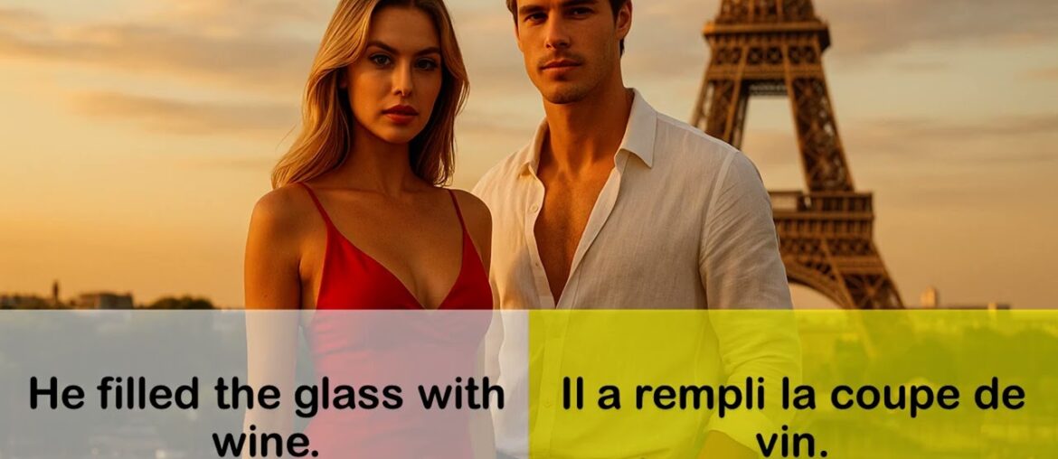 Say it in French I He filled the glass with wine Say it in French I He filled the glass with wine