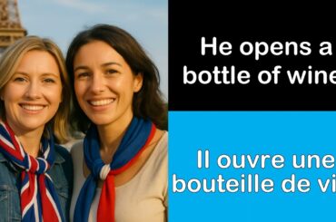 Say it in French I He opens a bottle of wine