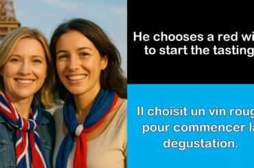 Say it in French I He chooses a red wine to start the tasting