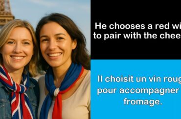 Say it in French I He chooses a red wine to pair with the cheese