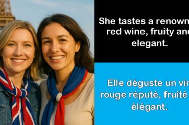 Say it in French I She tastes a renowned red wine, fruity and elegant