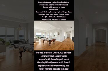 Luxury Lakeside Mansion with private dock , Backyard Retreat! Gourmet Kitchen, Soaring ceilings