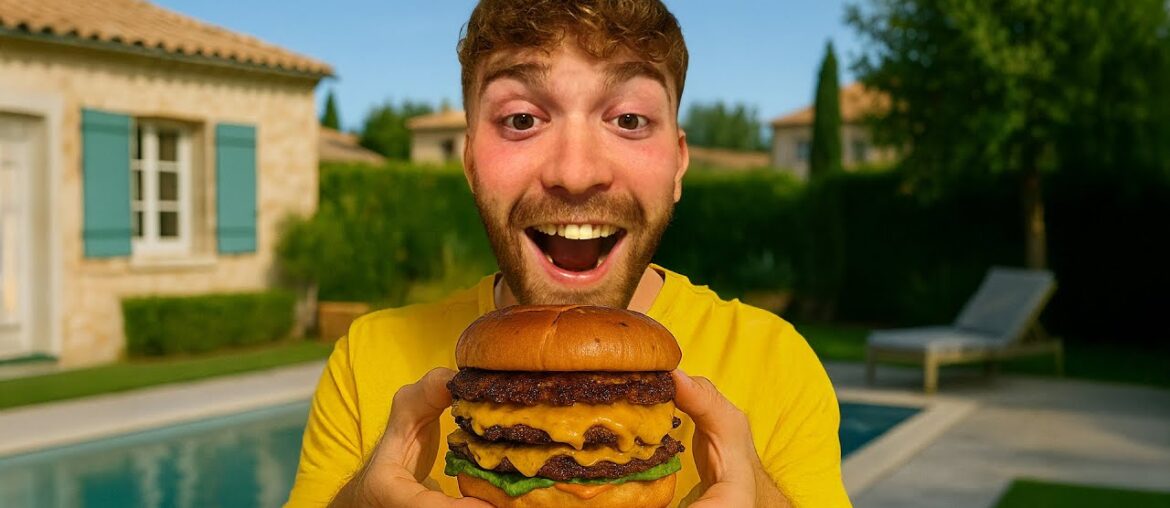 Making smash burgers in our French villa