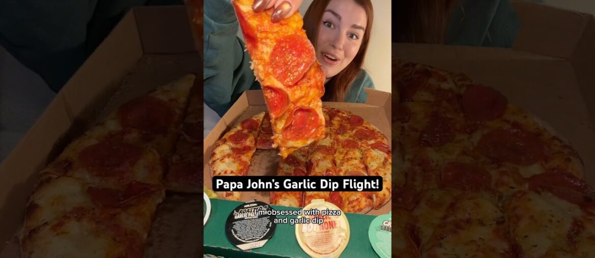 Trying Papa John’s new garlic dip flight! #Pizza #Fastfood #Mukbang #Eating #Foodie #Shorts