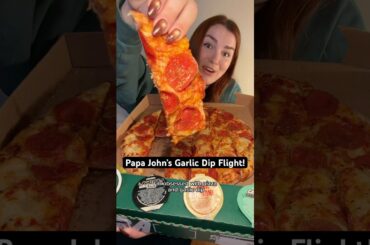 Trying Papa John’s new garlic dip flight! #Pizza #Fastfood #Mukbang #Eating #Foodie #Shorts