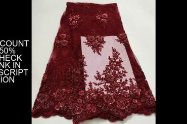 2025 Luxury Wine French Tulle Lace Fabric With Sequins Beaded Embroidery African Nigerian Lace Fabri