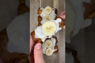 Banana French Toast Rolls! Recipe below in comments. #highprotein #lowcarb #airfryer
