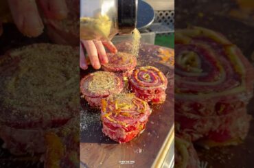 French Onion Steak Pinwheels Recipe | Over The Fire Cooking by Derek Wolf