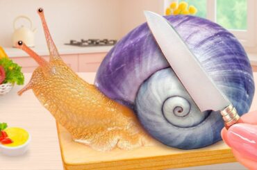 Catch And Cook MOST EVER Miniature Snail Escargot Grilled Recipe - French Snail Style | Mini Kitchen